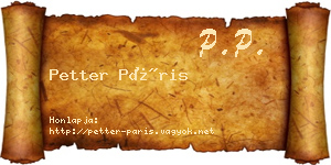Petter Páris névjegykártya
